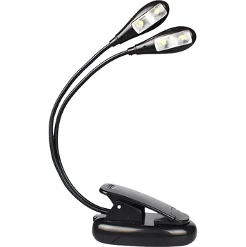 Čtecí lampička Verk 27414 Dvojitá LED lampa s klipem, 4 LED, černá