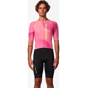 Neoprenové oblečení VAN RYSEL Pánská kombinéza na triatlon na dlouhé vzdálenosti RCR-X S RŮŽOVÁ|ŽLUTÁ