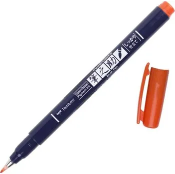 Tombow Fudenosuke štětcový fix hard oranžový | brush pen, štětcový fix, kaligrafie, hand lettering, ruční nápisy, sketchnoting, doodling, tenká až silná linka