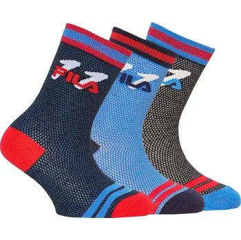 FILA FILA Sock City dětské ponožky 3-pack modré 31–34 MODRÁ|ČERVENÁ
