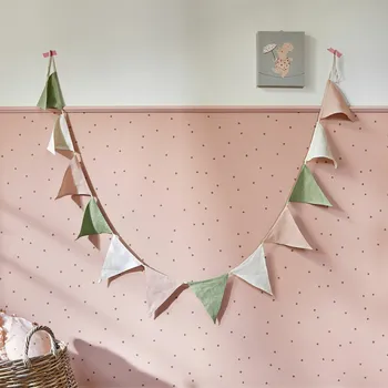 Dekorace do dětského pokoje Girlanda Rêveline, růžová/zelená/krémová, V/Š cca 18/240 cm