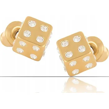 Náušnice COLIBRA Pozlacené Náušnice kostky s krystalky z kolekce Classic