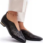 AŽUROVÉ BALERÍNKY Z PŘÍRODNÍ KŮŽE 2883 ČERNÉ 37