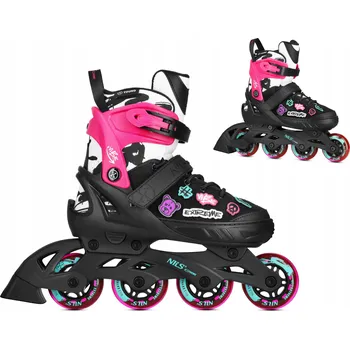 Dívčí Brusle 2v1 Nils Extreme S 33-36 Růžové Pohodlné ABEC5 Vibe