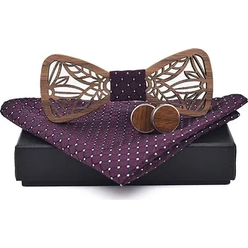 SET Dřevěný vyřezávaný motýlek Klasik Fialový Fialová