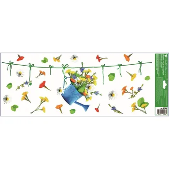 Okenní dekorace Anděl Okenní fólie pruh Květy 22,5 x 60 cm 6786 Typ: Modrá konev