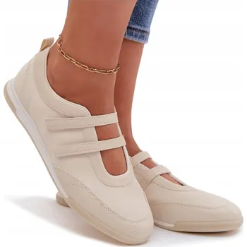 Dámské baleríny Dámské baleríny ve sportovním stylu z eko kůže s pásky béžové barvy, velikost 39