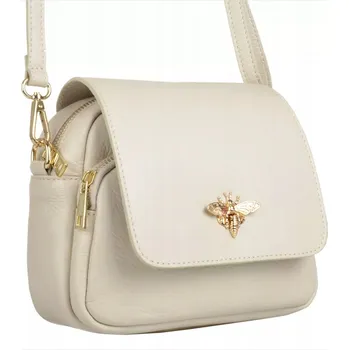 Kabelka Kabelka přes rameno z pravé kůže béžová