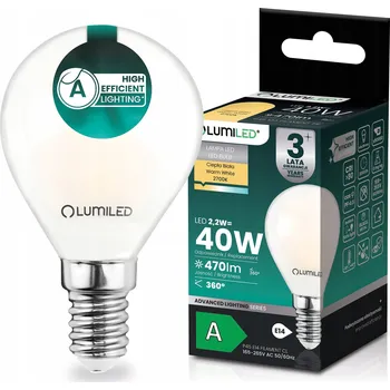 Žárovka LED ŽÁROVKA E14 FILAMENT TŘÍDA A 2,2W 470LM = 40W 2700K 360° KULIČKA