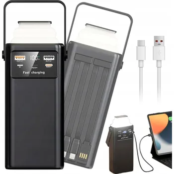Powerbanka POWERBANKA 60000MAH 45W USB-C SE VESTAVĚNÝMI KABELY, NABÍJENÍ 7 ZAŘÍZENÍ, SVÍTILNA
