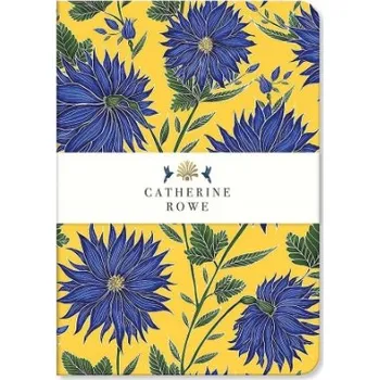 Catherine Rowe Modrý Zápisník A5 linkovaný, měkká vazba, Luxusní Květiny