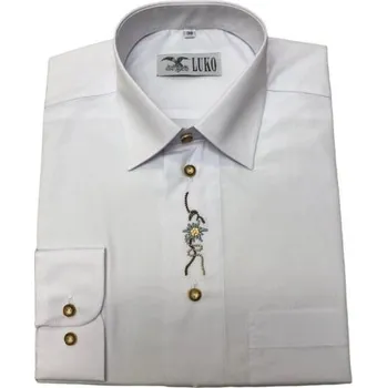 Pánská košile Luko Myslivecká košile - výšivka alpská protěž - Barva Bílá, Velikost 56