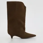 Reserved - Semišové kozačky na podpatku - tmavě hnědá - 787ID-89X - 787ID-89X-36