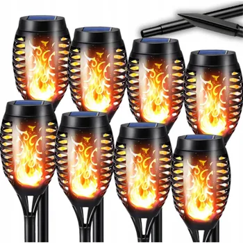 Venkovní osvětlení 8x SOLÁRNÍ ZAHRADNÍ LAMPA ZAPICHOVACÍ LED POCHODEŇ LUCERNA EFEKT PLAMENE