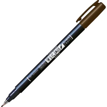 Tombow Fudenosuke štětcový fix hard hnědý | brush pen, štětcový fix, kaligrafie, hand lettering, ruční nápisy, sketchnoting, doodling, tenká až silná linka