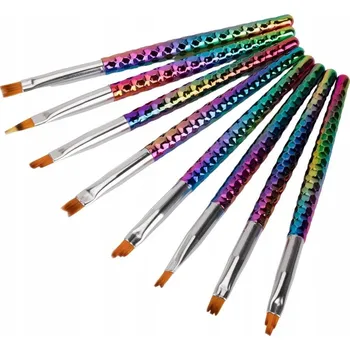 Kosmetický štětec Sada štětců na zdobení nehtů a ombre 8 ks duhová rukojeť