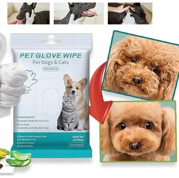 Kosmetika pro psa Čisticí ubrousky rukavice pro péči o srst koček a psů – hydratační