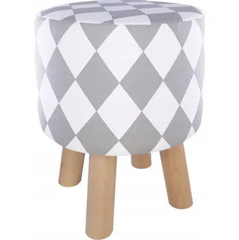 Taburet PUF STOLIČKA TABURET ROMBY BÍLÁ ŠEDÁ SKANDINÁVSKÝ 36 CM HARLEKÝN