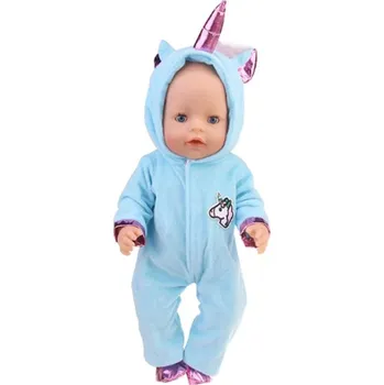 Doplněk pro panenku Oblečky pro panenky Baby Born a American Girl (43 cm) Varianta: CL-0065-2 modrý overal jednorožec