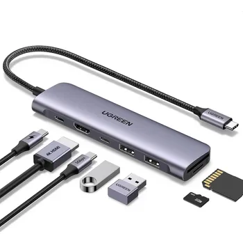 USB hub UGREEN USB C Hub 7v1 Revodok Multiport adaptér šedý