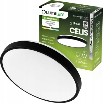 Stropní Svítidlo LED Stropní Svítidlo 24W 4000K Kulatý IP44 Černé S Hermetickým Kruhem