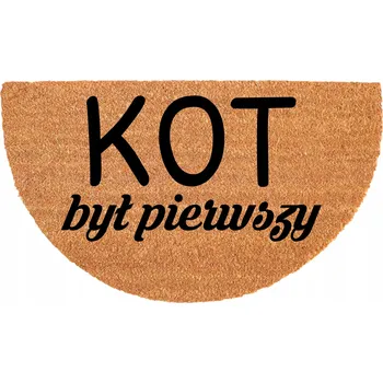 Rohožka PŮLKRUHOVÁ KOKOSOVÁ ROHOŽKA KE VCHODOVÝM DVEŘÍM - VTIPNÁ S KOČKOU - KOT BYL PRVNÍ