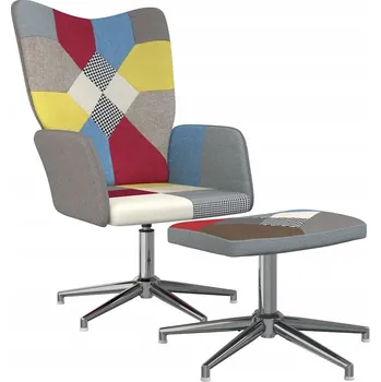 Křeslo Relaxační křeslo s podnožkou vzor patchwork látkové