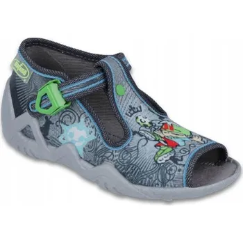 Chlapecké bačkory Befado dětské papuče na suchý zip šedé, velikost 25