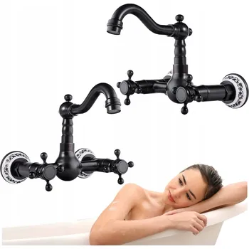 Vodovodní baterie Nástěnná umyvadlová baterie Silla vintage černá