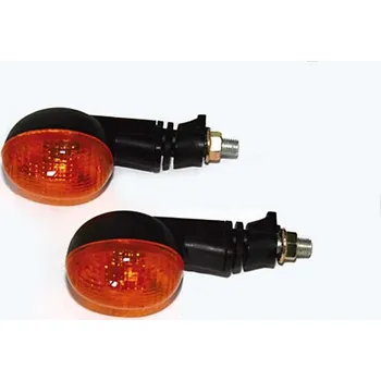 Osvětlení pro motocykl Blinkry na motorku žárovkové 10W "Oval II" černé - oranžové sklo, pár