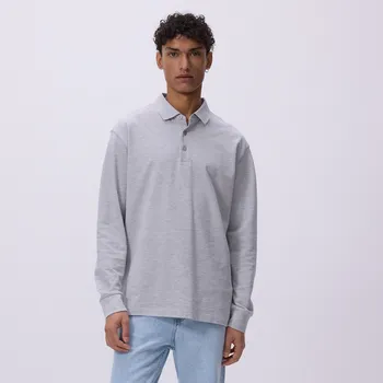 Reserved - Polo tričko s dlouhým rukávem - světle šedá - 016HM-09M - 016HM-09M-S