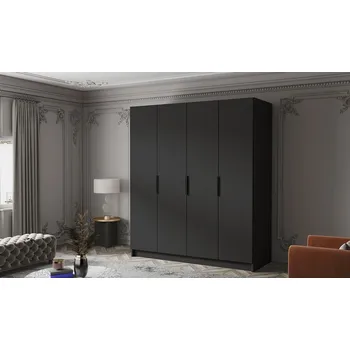 Šatní skříň Šatní skříň 200 cm KAOS 1 - černá / černé úchyty