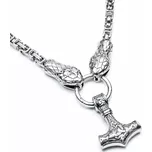 Náhrdelník z chirurgické oceli Thorův řetež - Mjölnir Zmije - Model S přívěskem Mjölnir, Délka 75 cm