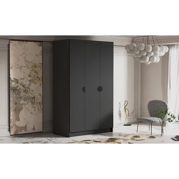 Šatní skříň Vysoká šatní skříň 150 cm ALVIA - černá / černé úchyty