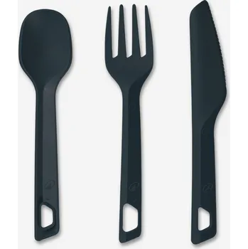 Sport QUECHUA Sada plastového příboru (nůž, lžíce, vidlička) na kempování a turistiku 3 ks ZELENÁ