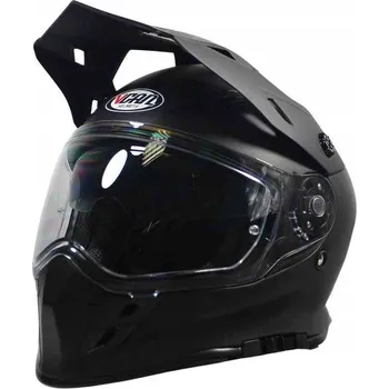 Helma na motorku MOTOCYKLOVÁ PŘILBA ENDURO VCAN H331 ČERNÁ MATNÁ S VIZOREM A SLUNEČNÍ CLONOU VEL M