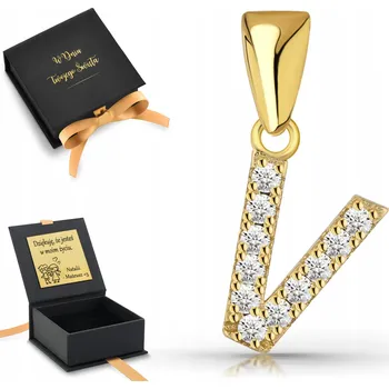 Přívěsek Pozlacená písmena, zlaté písmeno V, stříbro na řetízku, přívěsek