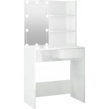 Toaletní stolek VidaXL Toaletní Stolek lesklý bílý 74 x 141 x 40 cm