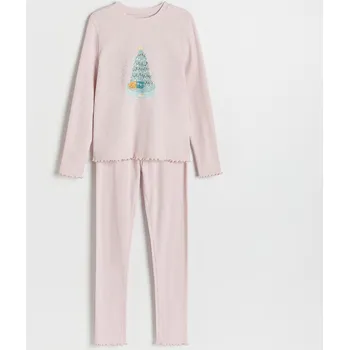 Reserved - Vánoční pyžamová souprava s potiskem - pastelově růžová - 621CM-03X - 621CM-03X-U86