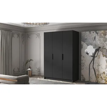 Šatní skříň Šatní skříň 150 cm COVO 1 - černá / černé úchyty