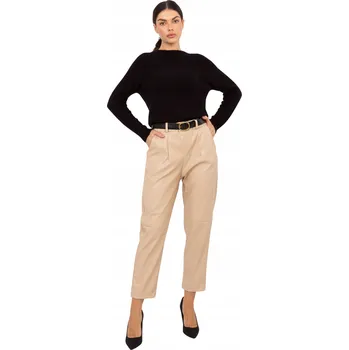 Dámské kalhoty Rue Paris elegantní dámské kalhoty úzkého střihu 7/8 béžové, univerzální velikost
