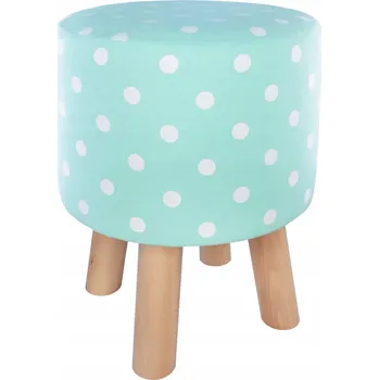 Taburet PUF STOLIČKA TABURET HRÁŠEK HRÁŠKY TEČKY MÁTOVÁ BÍLÁ SKANDINÁVSKÁ 36 CM