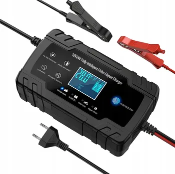 Nabíječka autobaterie Výkonná Inteligentní Nabíječka Autobaterií 12V 24V 4A 8A Svorky