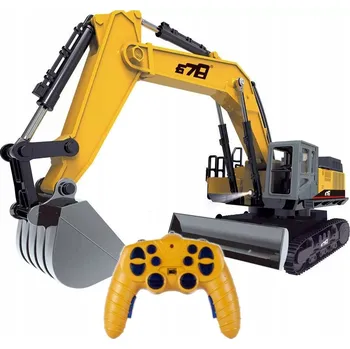 autíčko VELKÝ DÁLKOVĚ OVLÁDANÝ BAGR BULDOZER STAVEBNÍ STROJ OVLADAČ kov LED