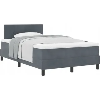 Postel Čalouněná postel s matrací 203 x 120 x 88 cm, tmavě šedá, sametová