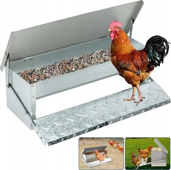 krmítko pro hospodářská zvířata Krmítko pro slepice 5 kg DÁVKOVAČ krmiva s automatickým pedálem