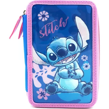Penál Lilo a Stitch Třípatrový penál Disney Stitch růžovomodrý s výbavou