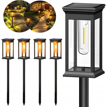 Venkovní osvětlení 4 X SOLÁRNÍ LAMPA ZAHRADNÍ SVĚTLA SE SENZOREM ZAPICHOVACÍ LED DEKORATIVNÍ