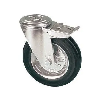 Pojezdové kolečko LNR 150/QRD Otočné kolo s černou gumovou obručí s otvorem a brzdou 7170085x