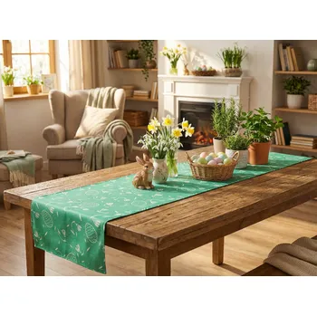 ubrus HEDVA ČESKÝ BROKÁT Ubrus Odaska 40x140 sněženka zelená